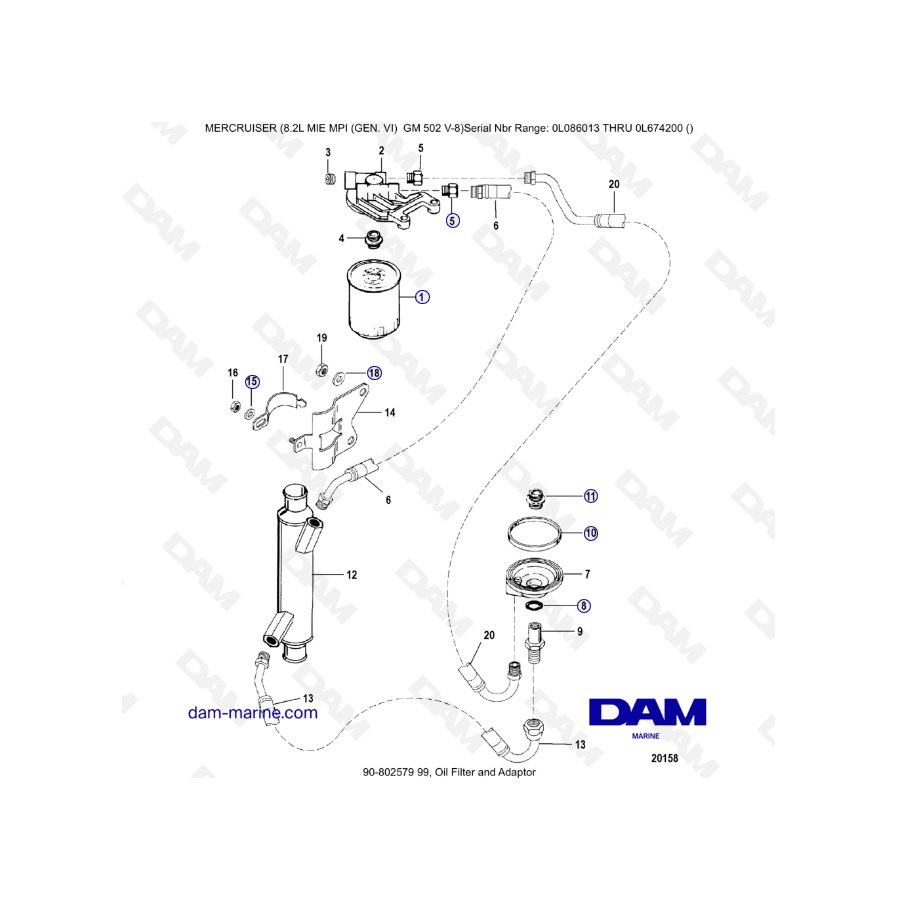 8.2L MIE MPI GM502 - Filtro de aceite y adaptador