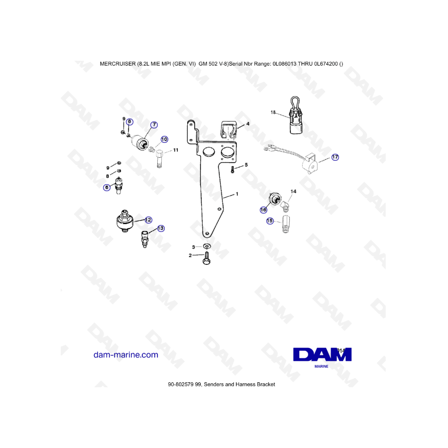 8.2L MIE MPI GM502 - Senders and Harness bracket