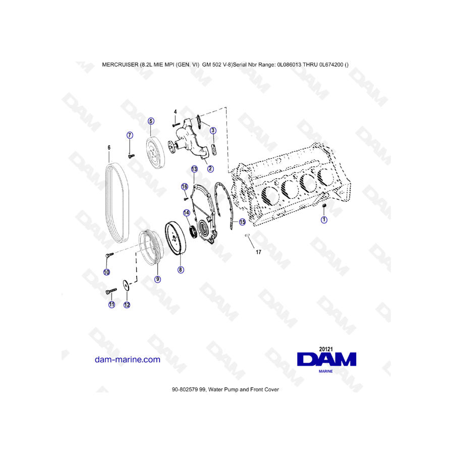 8.2L MIE MPI GM502 - Water pump & front cover