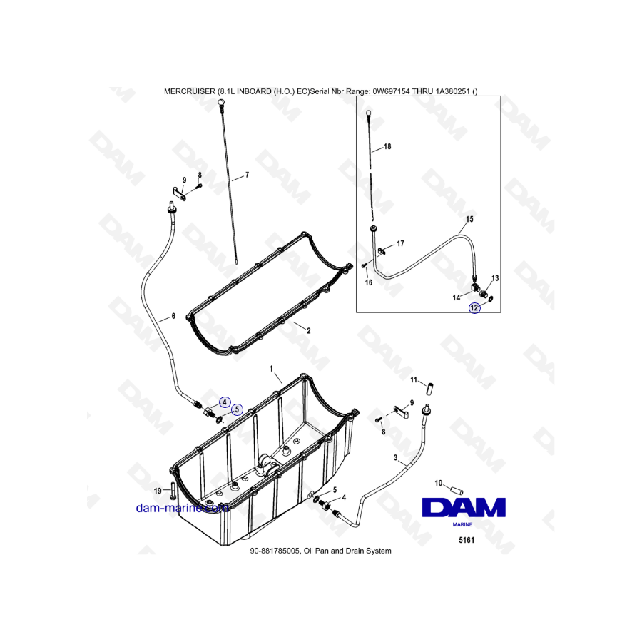 MERCRUISER 8.1L INBOARD (H.O.) - Oil pan " drain system