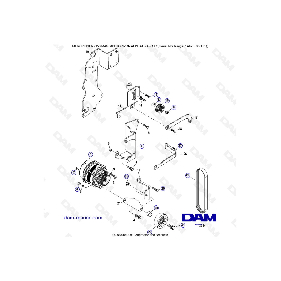 MERCRUISER 350 MAG MPI HORIZON - Alternador y soportes