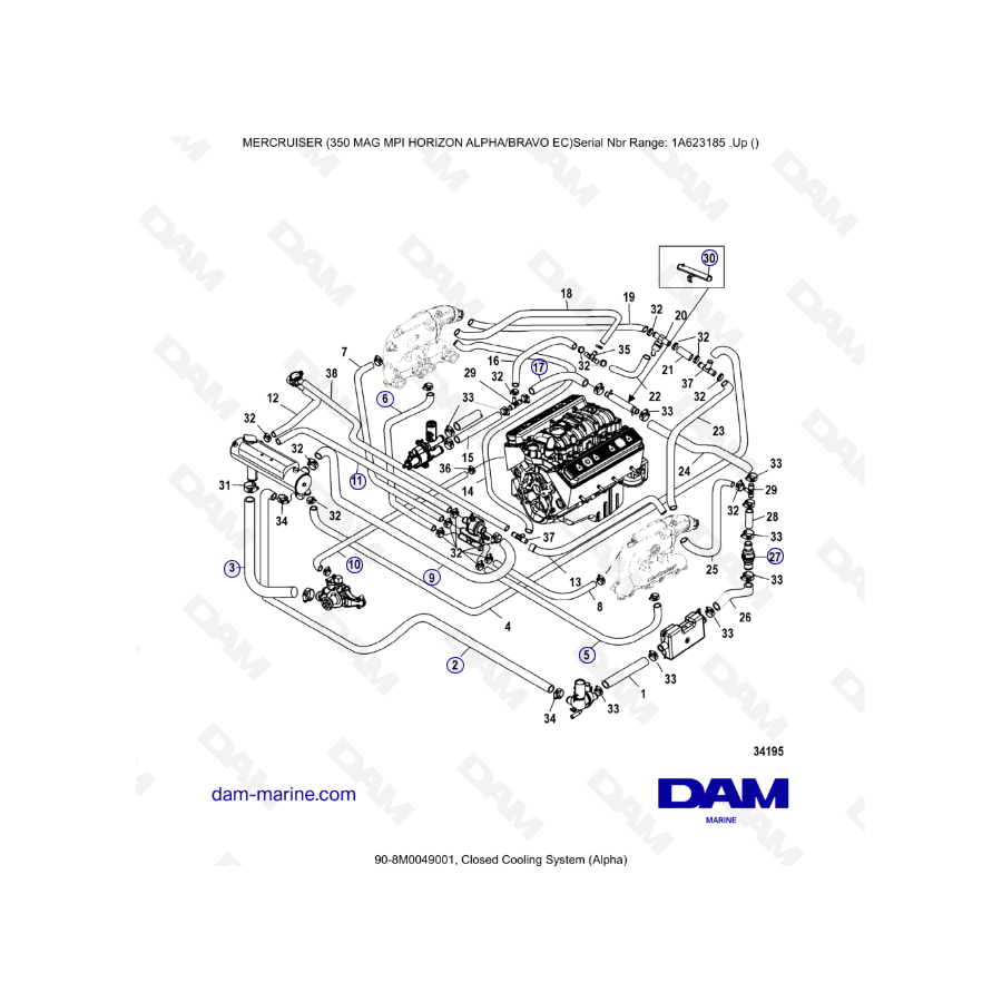 MERCRUISER 350 MAG MPI HORIZON - Sistema de refrigeración cerrado Alpha / Bravo