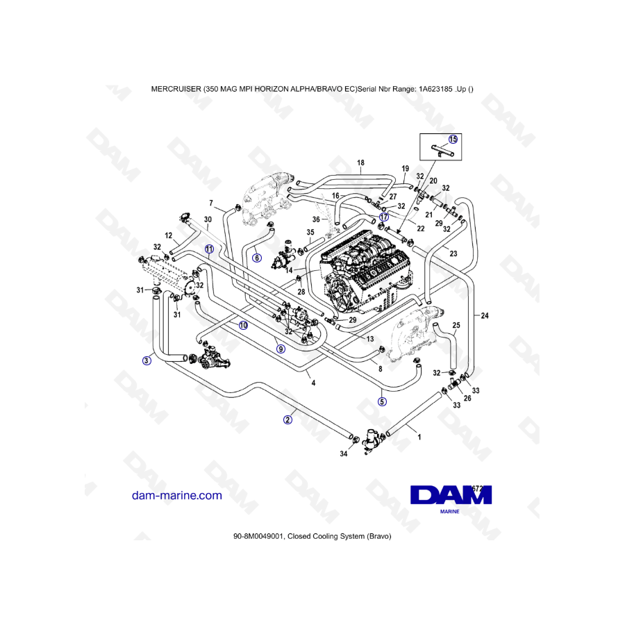 MERCRUISER 350 MAG MPI HORIZON -  closed cooling system (bravo)