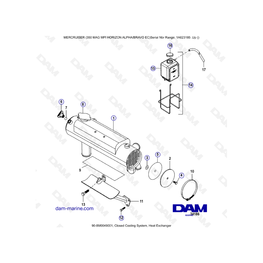 MERCRUISER 350 MAG MPI HORIZON - Closed cooling system, heat exchanger