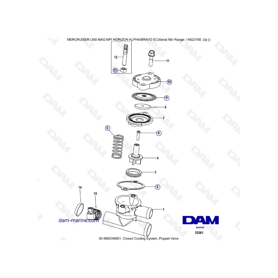 MERCRUISER 350 MAG MPI HORIZON - Closed cooling system, proppet valve