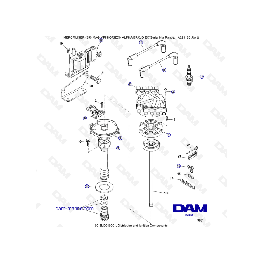 MERCRUISER 350 MAG MPI HORIZON - Distribuidor y Componentes de encendido