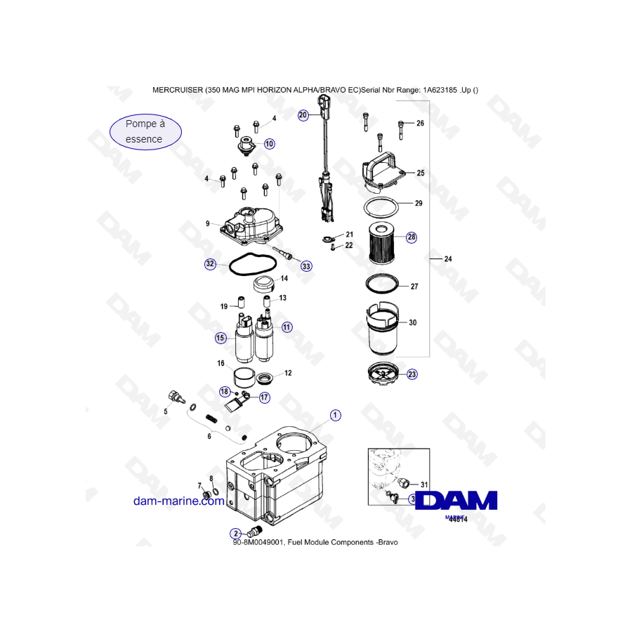 MERCRUISER 350 MAG MPI HORIZON - Fuel module components - Bravo