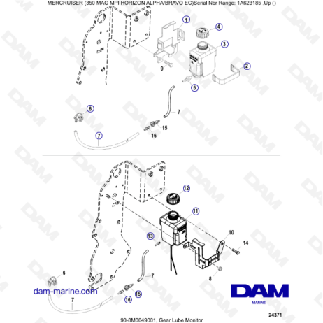 MERCRUISER 350 MAG MPI HORIZON - Monitor de lubricación de engranajes