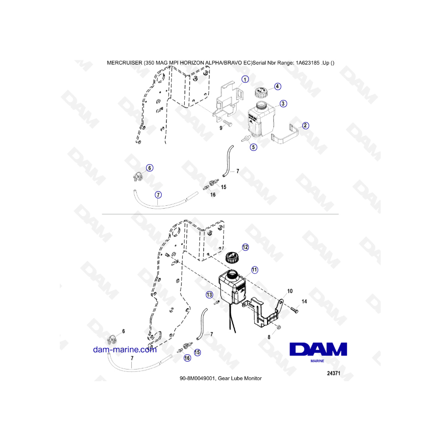 MERCRUISER 350 MAG MPI HORIZON - Monitor de lubricación de engranajes