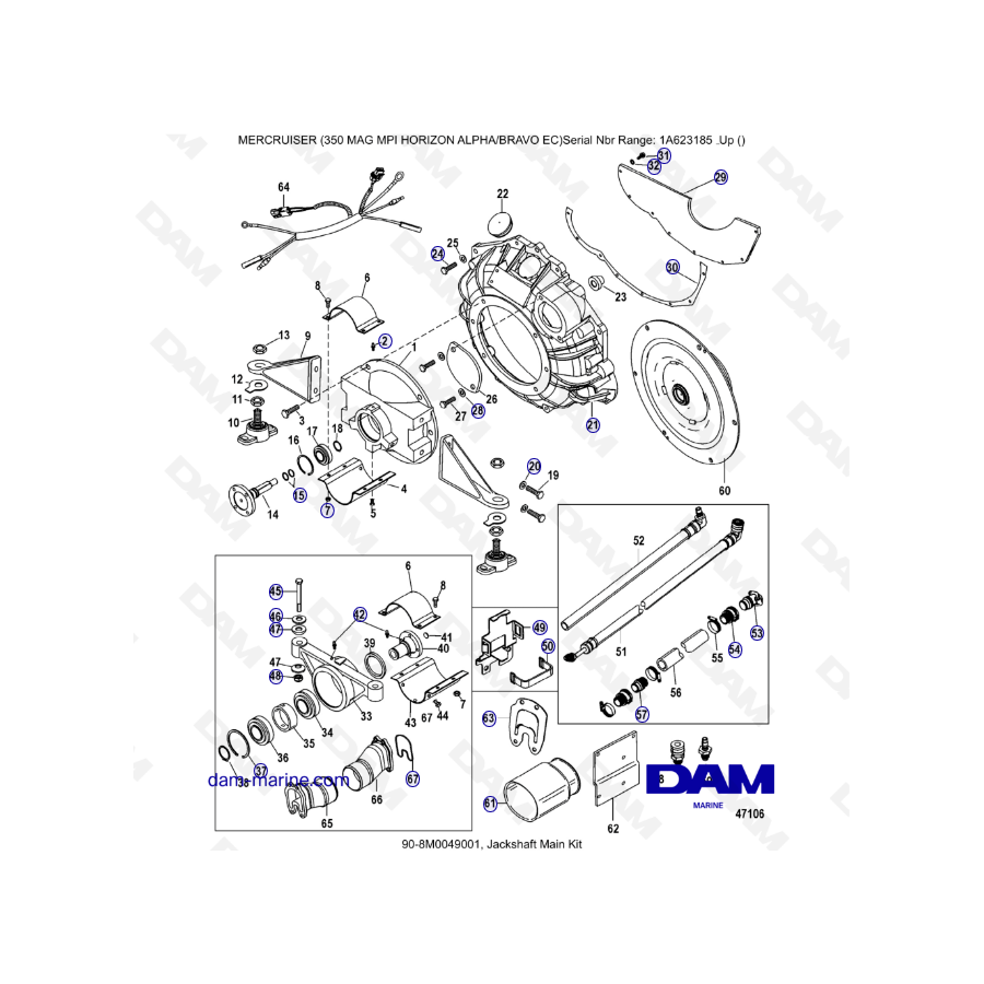 MERCRUISER 350 MAG MPI HORIZON - Jackshaft hand kit