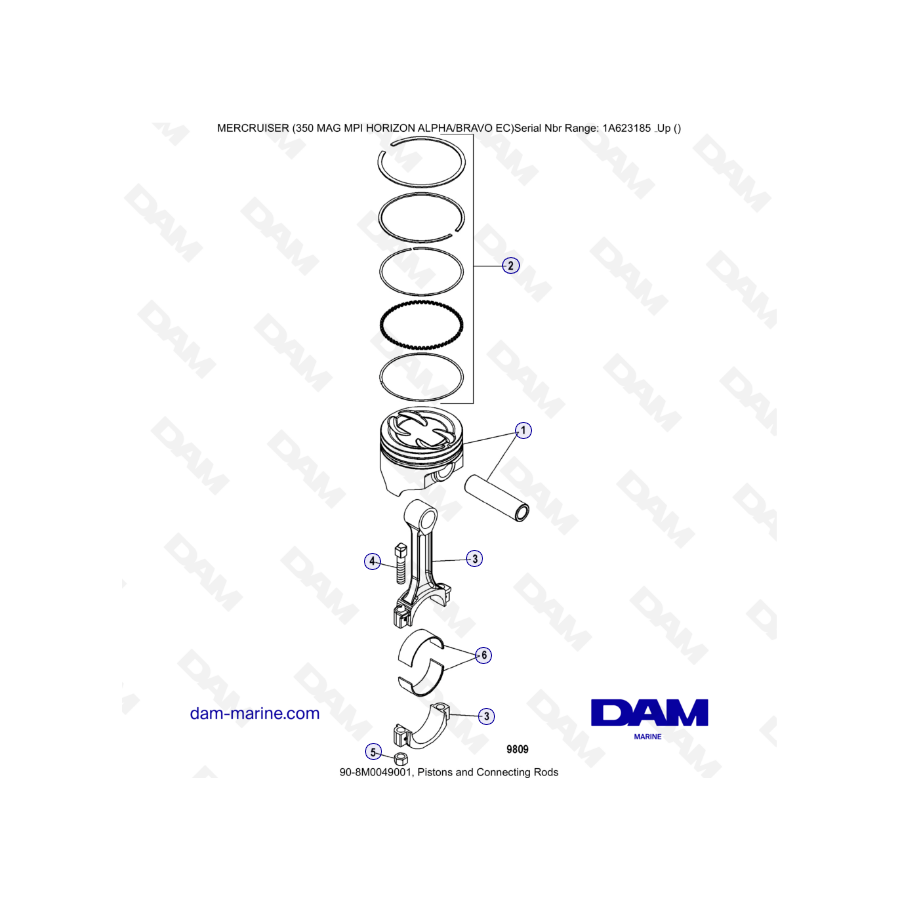 MERCRUISER 350 MAG MPI HORIZON - Pistons & connecting rods