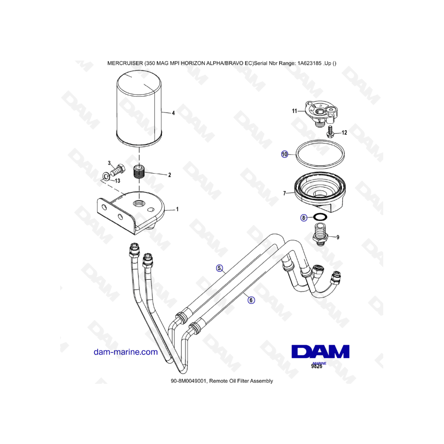 MERCRUISER 350 MAG MPI HORIZON - Conjunto de filtro de aceite remoto