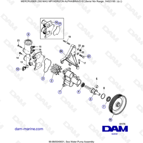 MERCRUISER 350 MAG MPI HORIZON - Sea Water Pump Assembly - DAM Marine