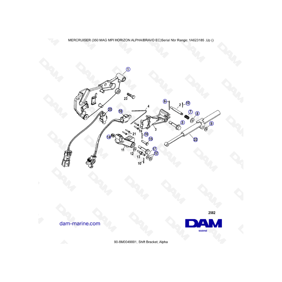 MERCRUISER 350 MAG MPI HORIZON - Shift bracket, Alpha