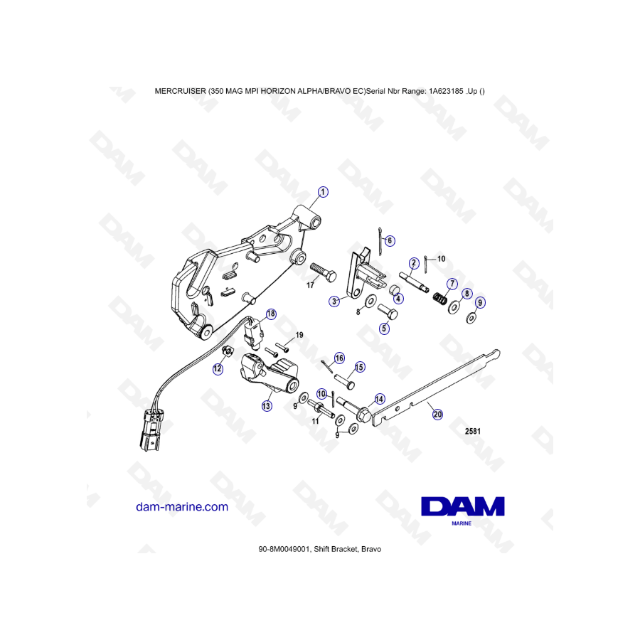 MERCRUISER 350 MAG MPI HORIZON - Shift bracket (bravo)