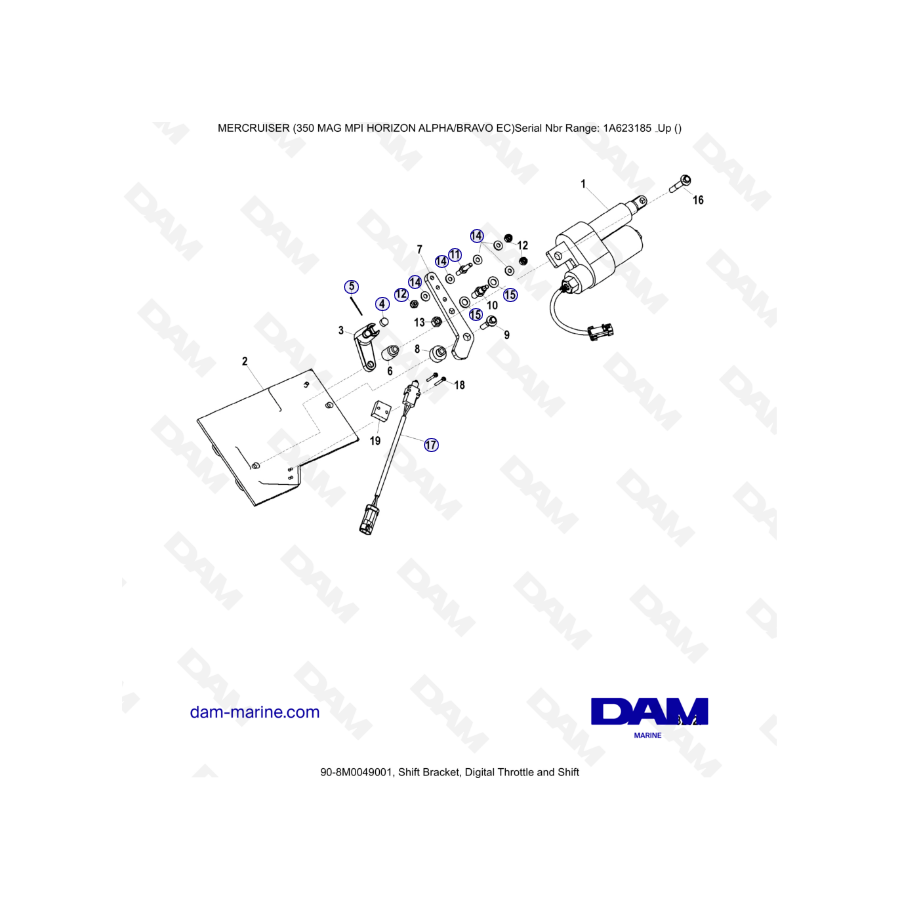 MERCRUISER 350 MAG MPI HORIZON - Shift bracket, digital Throttle & shift