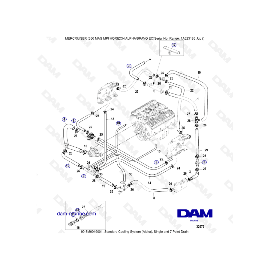 MERCRUISER 350 MAG MPI HORIZON - Standard cooling system