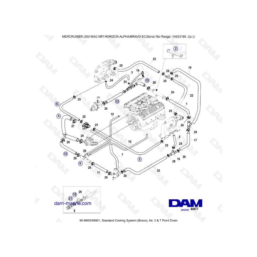 MERCRUISER 350 MAG MPI HORIZON - Standard cooling system (bravo)