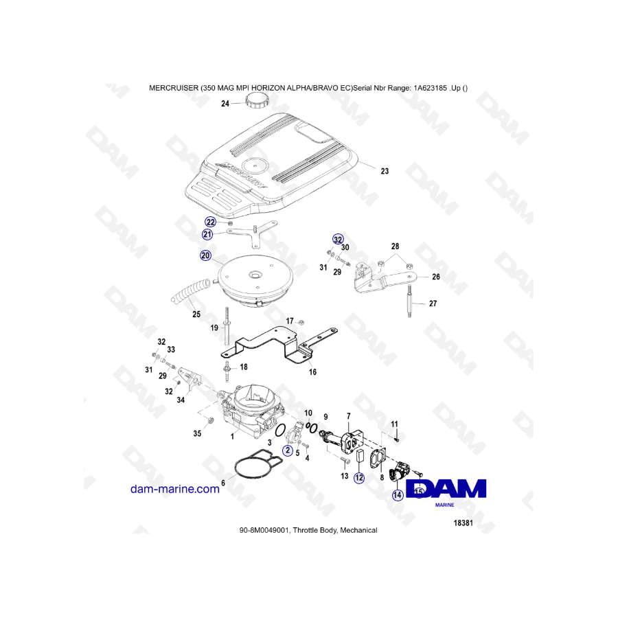 MERCRUISER 350 MAG MPI HORIZON - Throttle Body, Mechanical