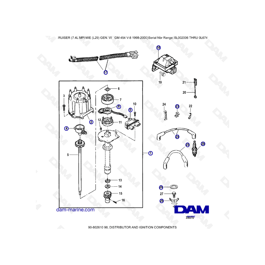 MERCRUISER 7.4L MPI MIE - Distributor and ignition components