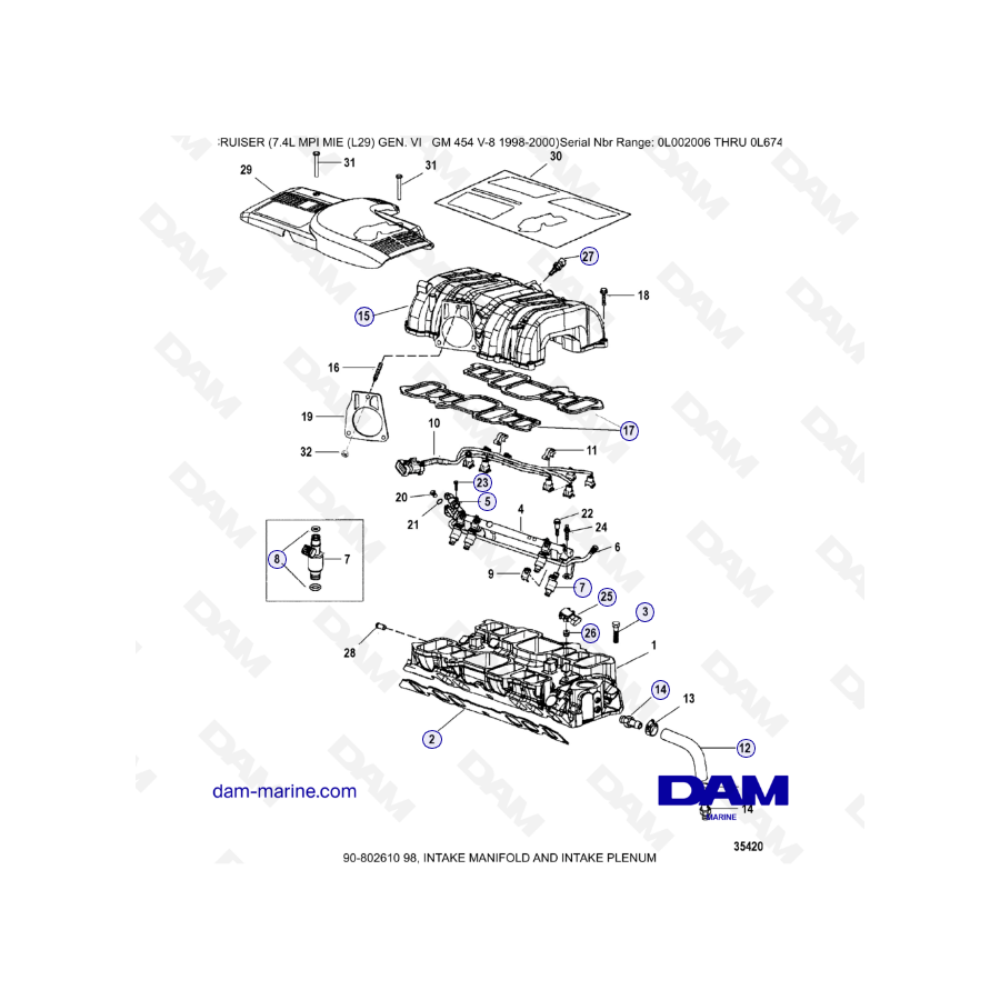 MERCRUISER 7.4L MPI MIE - Intake manifold &apos; intake plenum