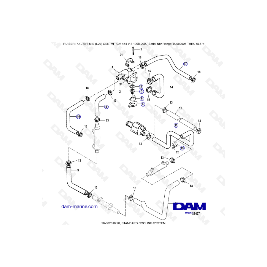 MERCRUISER 7.4L MPI MIE - Standard Cooling System - DAM Marine