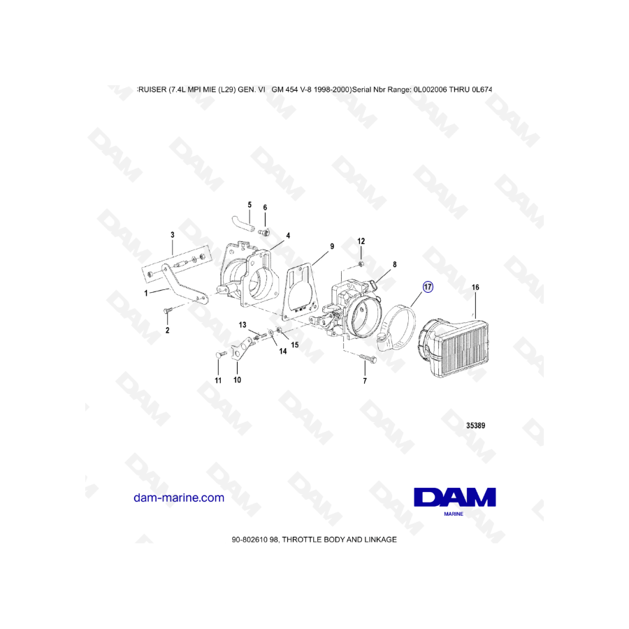 MERCRUISER 7.4L MPI MIE - Throttle body & linkage