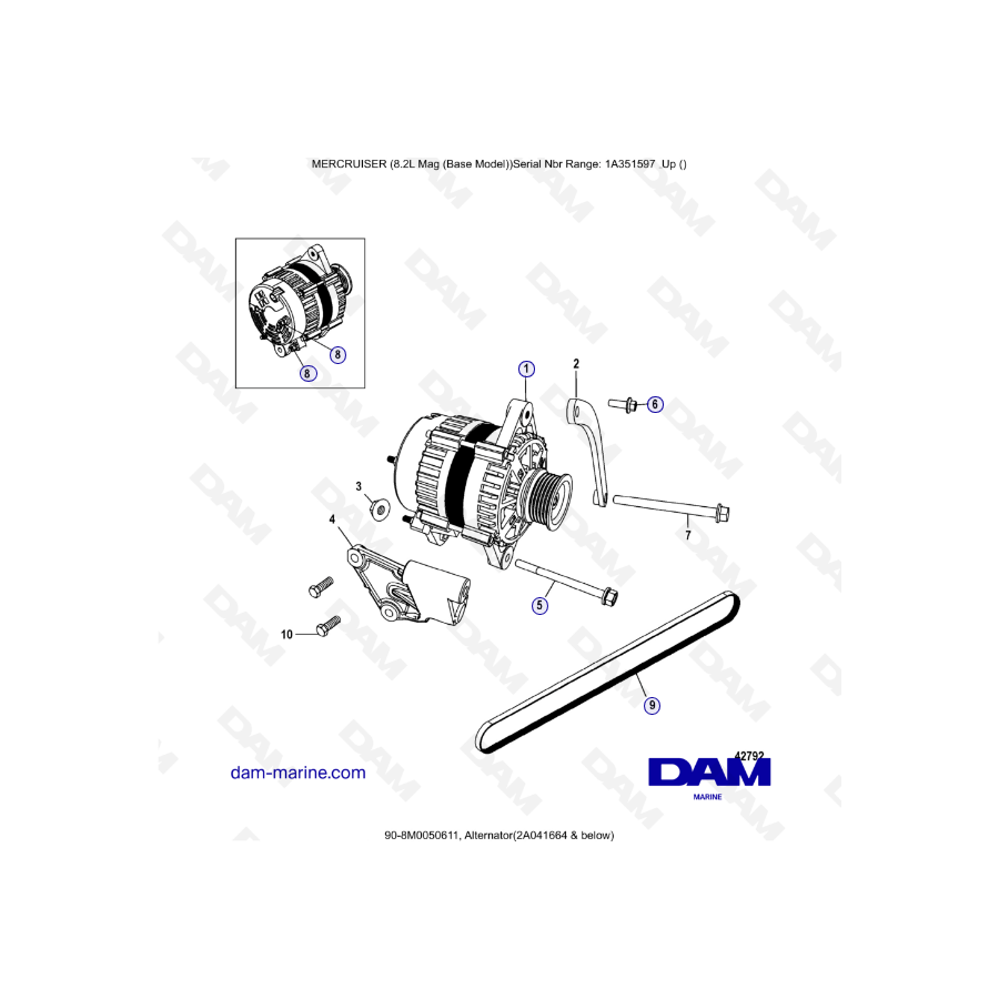 MERCRUISER 8.1L 496 MAG - Alternador