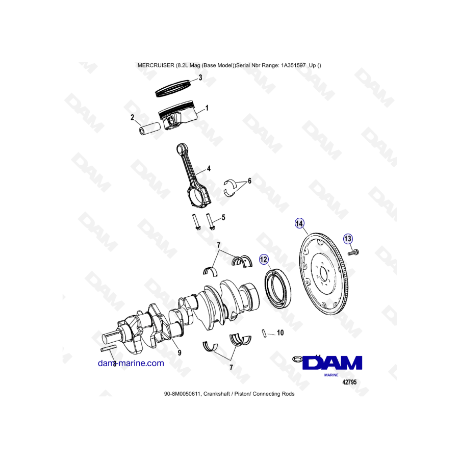 MERCRUISER 8.1L 496 MAG - Cigüeñal / Pistones / Bielas