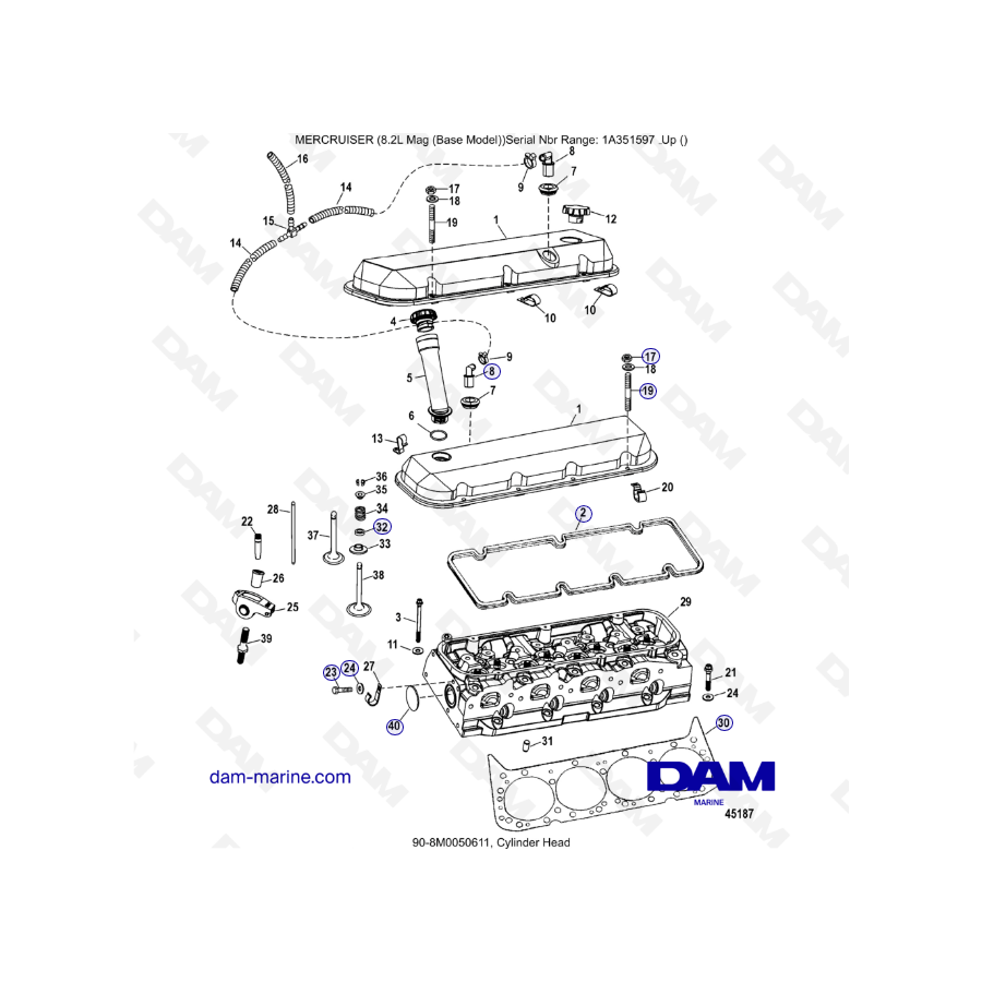 MERCRUISER 8.1L 496 MAG - Bloque de cilindros y árbol de levas