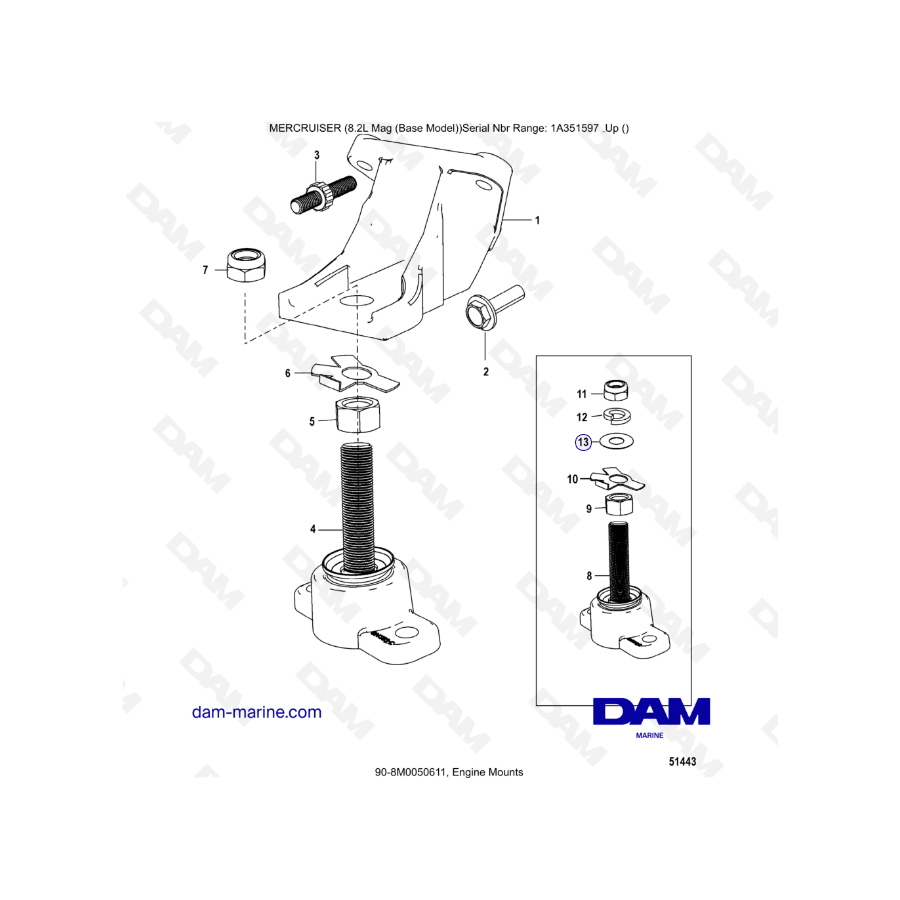 MERCRUISER 8.1L 496 MAG - Soportes de motor