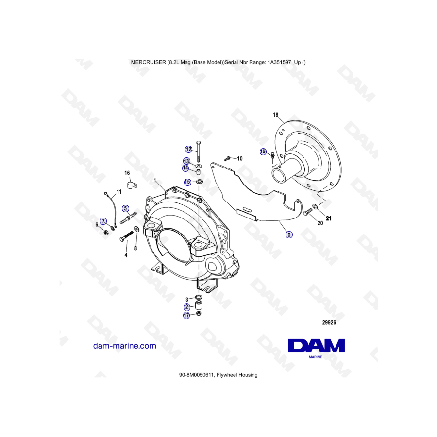 MERCRUISER 8.1L 496 MAG - Flywheel housing