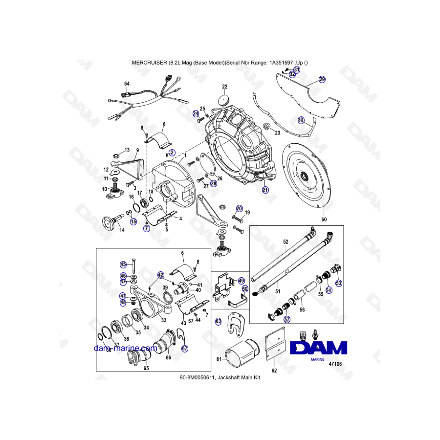 MERCRUISER 8.1L 496 MAG - Eje secundario Kit principal