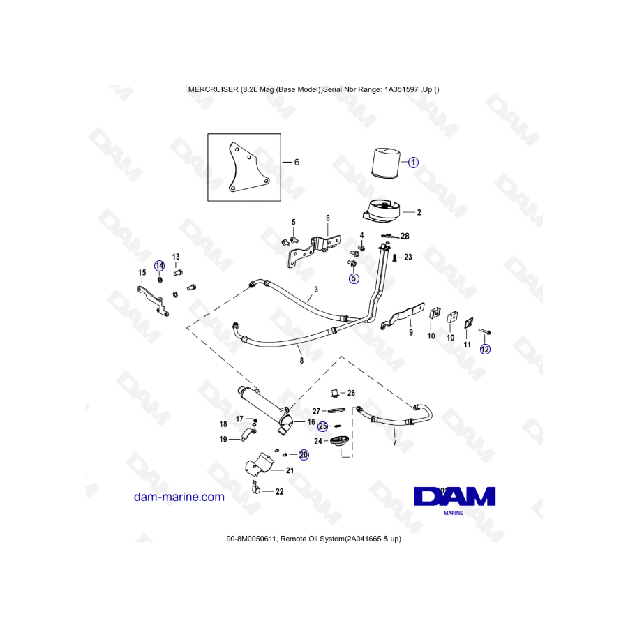 MERCRUISER 8.1L 496 MAG - Sistema de aceite remoto (arriba)