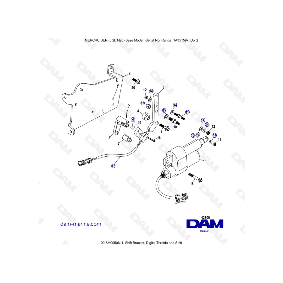 MERCRUISER 8.1L 496 MAG - Soporte de cambio, acelerador digital y cambio