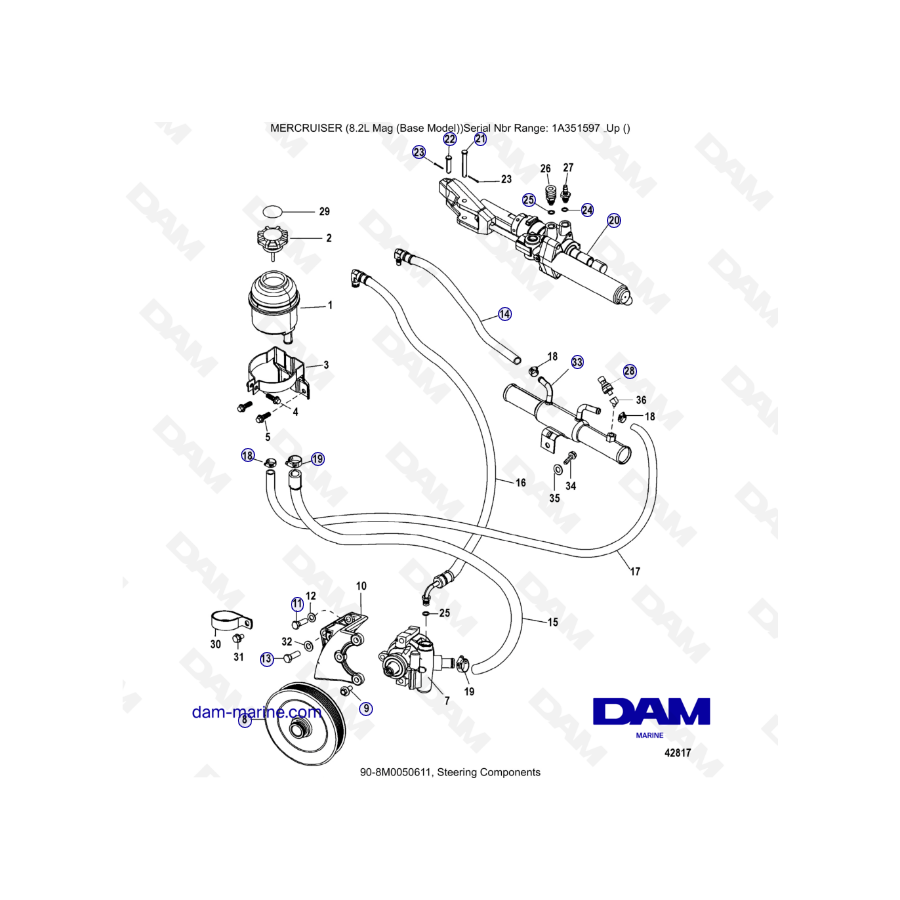 MERCRUISER 8.1L 496 MAG - Componentes de dirección