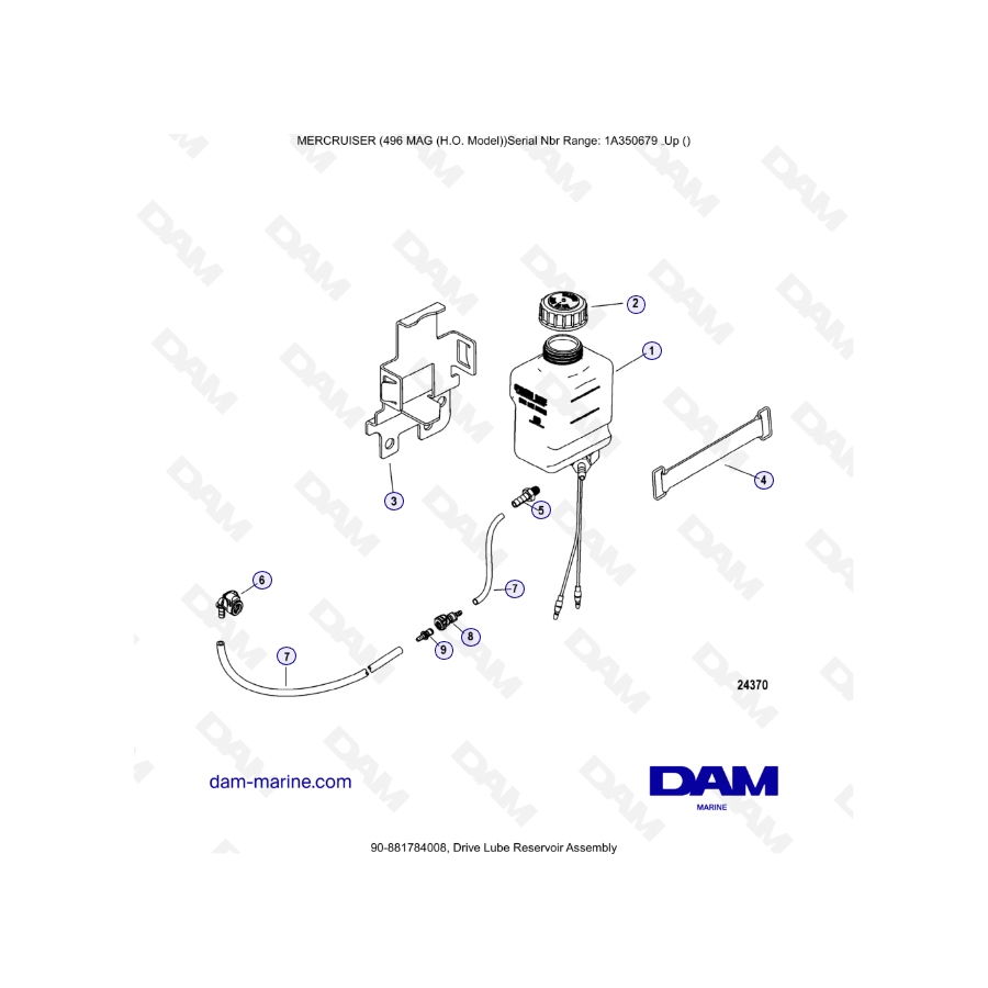 MERCRUISER 8.1L 496 MAG HO - Conjunto de depósito de lubricante de transmisión