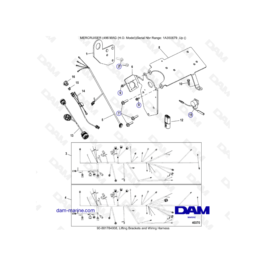 MERCRUISER 8.1L 496 MAG HO - Lifting brackets & wiring harness