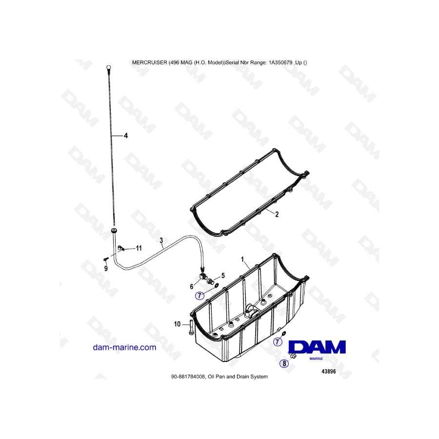 MERCRUISER 8.1L 496 MAG HO - Cárter de aceite y sistema de drenaje