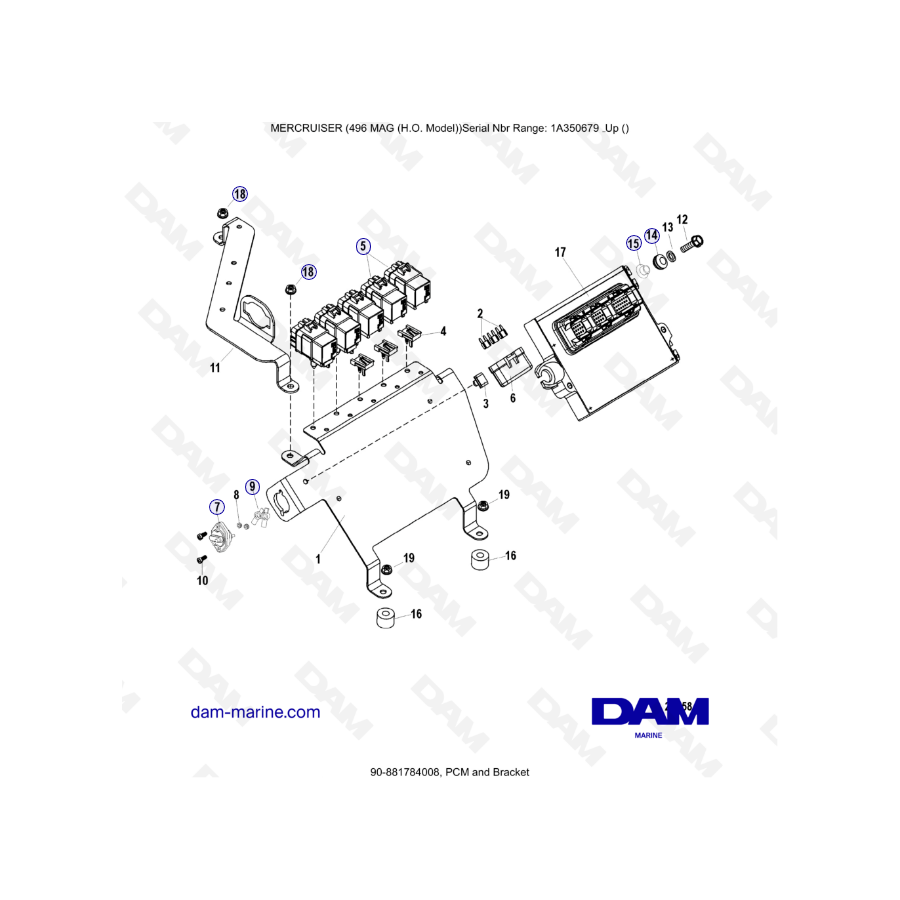 MERCRUISER 8.1L 496 MAG HO - PCM y soportes