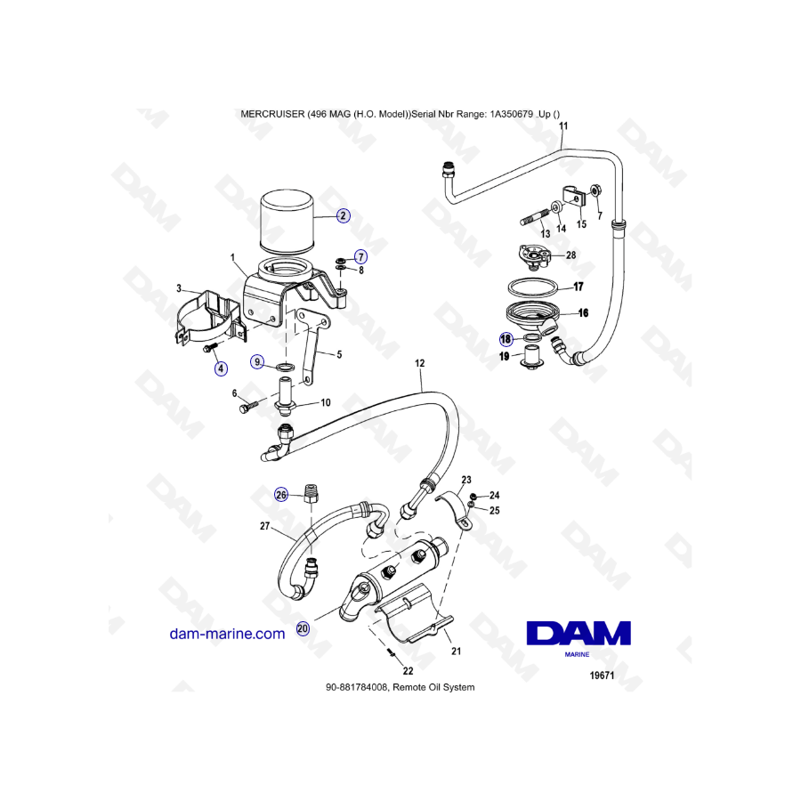 MERCRUISER 8.1L 496 MAG HO - Remote oil system