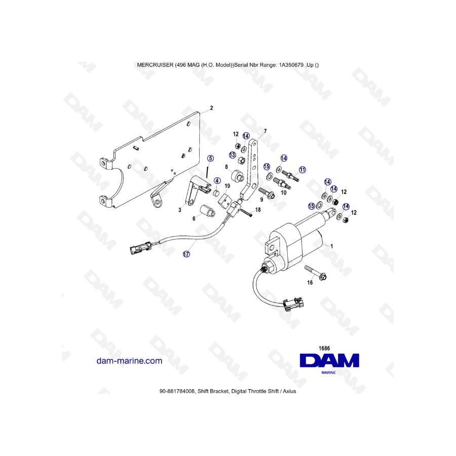 MERCRUISER 8.1L 496 MAG HO - Shift bracket, digital throttle shift