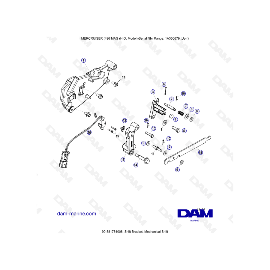 MERCRUISER 8.1L 496 MAG HO - Shift bracket, mechanical shift