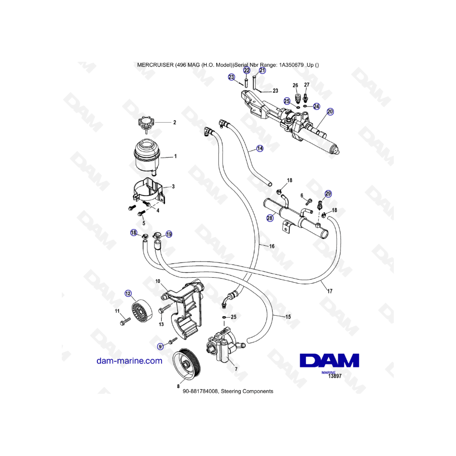 MERCRUISER 8.1L 496 MAG HO - Steering components