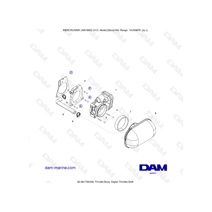 MERCRUISER 8.1L 496 MAG HO - Cuerpo de mariposa, cambio de mariposa digital