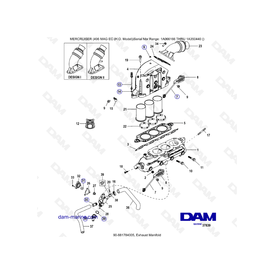 MERCRUISER 8.1L 496 MAG EC HO - Exhaust manifold