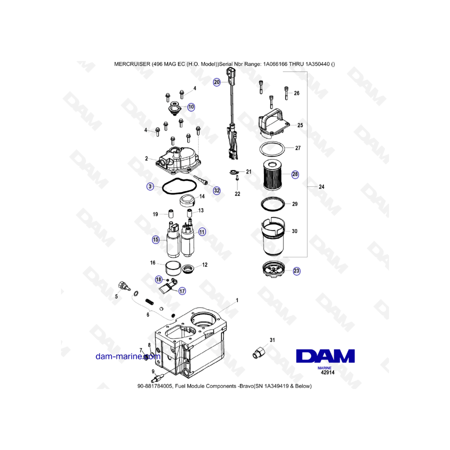 MERCRUISER 8.1L 496 MAG EC HO - Fuel module components