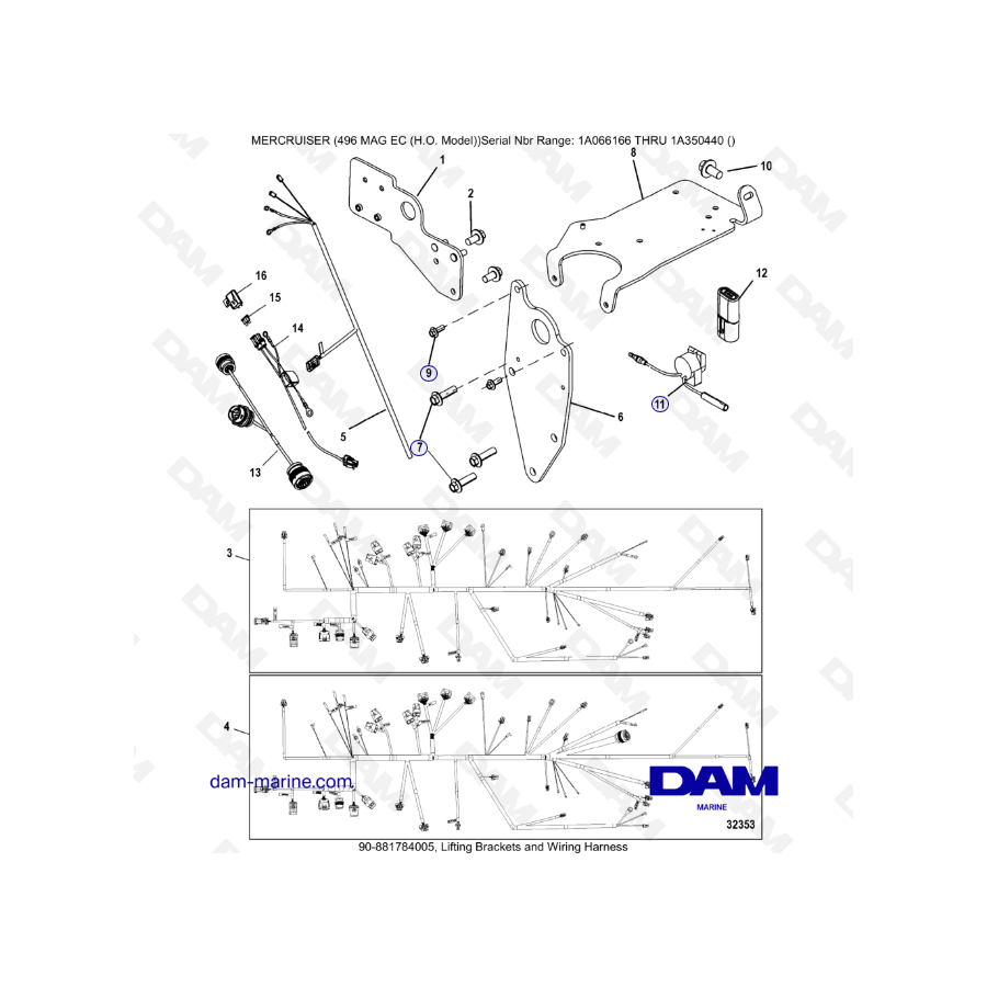 MERCRUISER 8.1L 496 MAG EC HO - Lifting brackets & wiring harness