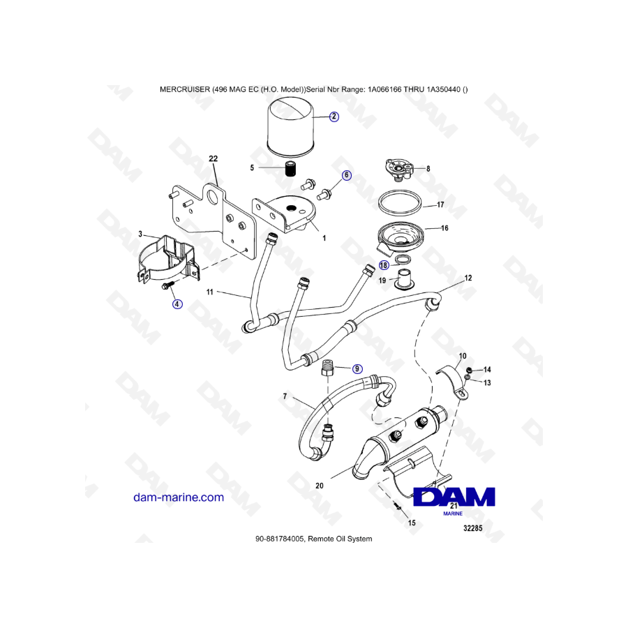 MERCRUISER 8.1L 496 MAG EC HO - Sistema de aceite remoto