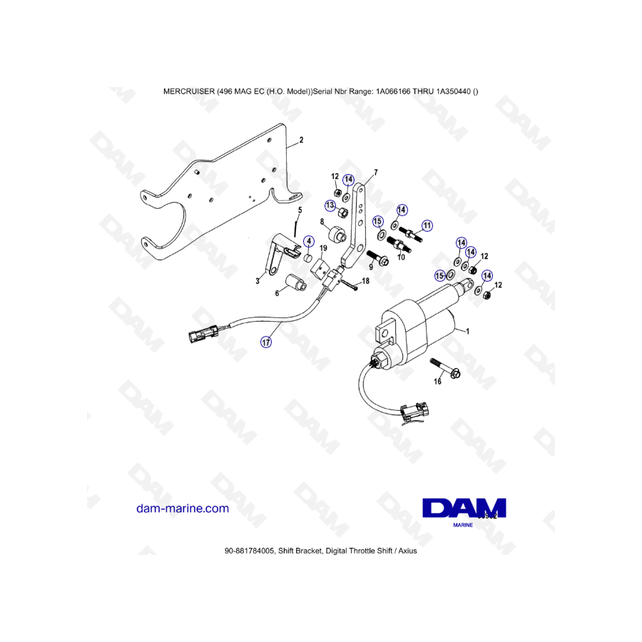 MERCRUISER 8.1L 496 MAG EC HO - Shift bracket, digital throttle